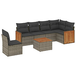 vidaXL Salon de jardin avec coussins 7 pcs gris résine tressée