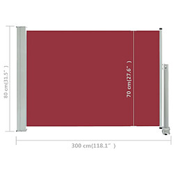 vidaXL Auvent latéral rétractable de patio 80x300 cm Rouge pas cher