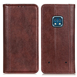 Etui en PU texture litchi, auto-absorbée avec support marron pour votre Nokia XR20