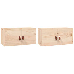 vidaXL Armoires murales 2 pcs 60x30x30 cm Bois de pin massif