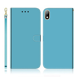 Wewoo Housse Coque Pour Huawei Y5 2019 / Honor 8s Imité miroir Surface horizontale Flip étui en cuir avec support et fentes cartes et portefeuille et lanière bleu