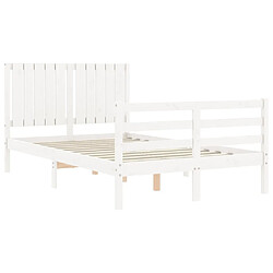 Maison Chic Cadre/structure de lit avec tête de lit pour adulte - Lit Moderne Chambre blanc petit double bois massif -MN99301 pas cher