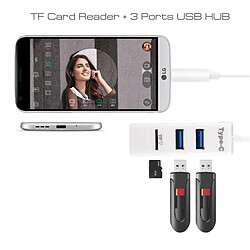 Wewoo 2 en 1 USB-C / blanc Type-C 3.1 vers USB 2.0 COMBO 3 Ports HUB + lecteur de carte TF pas cher