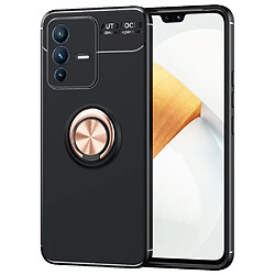 Coque en TPU anti-salissure anti-empreinte digitale avec béquille, noir/rose or pour votre Vivo S12 Pro