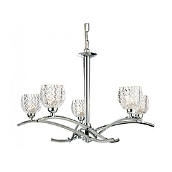 Luminaire Center Suspension 5 ampoules Maple, chrome et verre