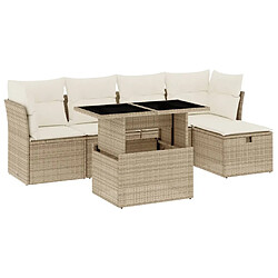 vidaXL Salon de jardin avec coussins 6 pcs beige résine tressée