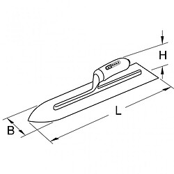 KS TOOLS 144.0461 Platoir flamand pointu - lame inox - manche bi-composant - dim. 110x90x455 mm