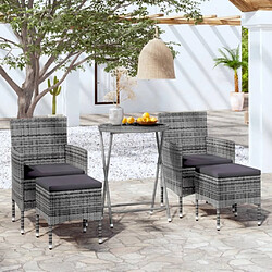 Maison Chic Table de bistro et chaises d'extérieur 5 pcs,Ensemble de bistro de jardin pour relax Résine tressée et verre trempé Gris -GKD798450