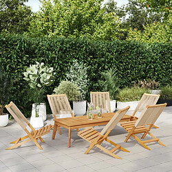 vidaXL Chaises de jardin pliantes lot de 6 beige bois d'acacia massif