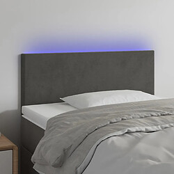 vidaXL Tête de lit à LED Gris foncé 100x5x78/88 cm Velours