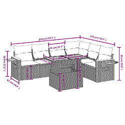 Acheter vidaXL Salon de jardin avec coussins 7 pcs gris résine tressée