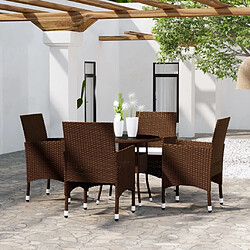 Maison Chic Salon de jardin de salle à manger 5 pcs,Table et Chaises d'extérieur,Mobilier de jardin Résine tressée Marron -MN64961