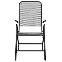 Ensemble à manger de jardin 3 pcs,Table et chaise à dîner anthracite métal maille -MN50568 pas cher