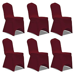 Decoshop26 Housse bordeaux extensible pour chaise 6 pièces DEC022491