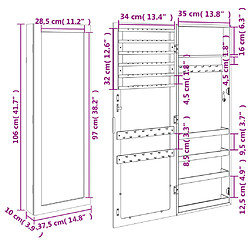 vidaXL Armoire à bijoux avec miroir murale blanc 37,5x10x106 cm pas cher