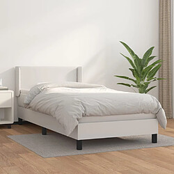 Maison Chic Structures de lit + matelas,Lit à sommier tapissier avec matelas Blanc 90x200 cm Similicuir -MN25653