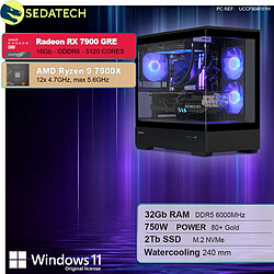 Sedatech PC Gamer Pro V360 • AMD Ryzen 9 7900X • RX 7900 GRE • 32Go DDR5 • 2To SSD M.2 • Windows 11