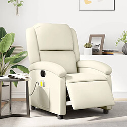 Maison Chic Fauteuil Relax pour salon, Fauteuil de massage inclinable électrique crème similicuir -GKD13318