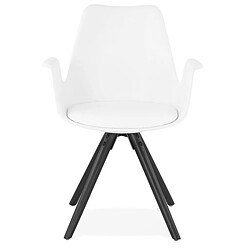 Mes Fauteuil design blanc et piètement en bois noir - SHAFT