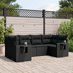 Maison Chic Salon de jardin 6 pcs avec coussins | Ensemble de Table et chaises | Mobilier d'Extérieur noir résine tressée -GKD73940