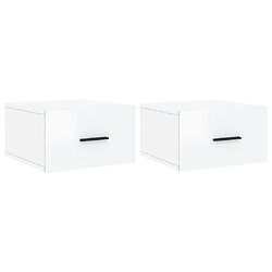 Maison Chic Lot de 2 Tables de Chevet murales - Tables de Nuit blanc brillant 35x35x20 cm