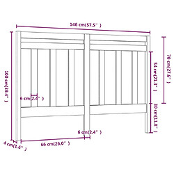 Acheter vidaXL Tête de lit Gris 146x4x100 cm Bois massif de pin