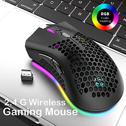 Universal Souris gaming sans fil 2,4 GHz Souris rechargeable avec effet de lumière RGB 3 DPI réglable Mouse cellulaire creuse PC