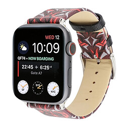 Wewoo Thorns Printing Bracelet de montre en cuir véritable pour Apple Watch séries 3 et 2 & 1 42 mm rouge