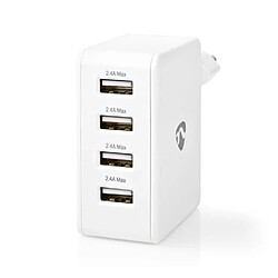 Avis NEDIS Chargeur secteur Blanc à 4 entrées USB (total 6.8A) compatible Smartphones et Tablettes Tous types usb