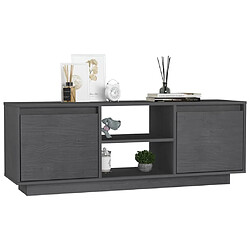 Acheter Maison Chic Meuble TV scandinave - Banc TV pour salon Gris 110x30x40 cm Bois de pin massif -MN25640