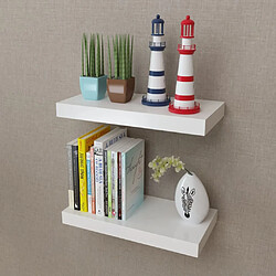 Maison Chic 2 Étagères murales,Étagère Rangement flottate MDF Blanc Rangement de livres/DVD -MN90795