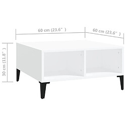 vidaXL Table basse blanc 60x60x30 cm bois d'ingénierie pas cher