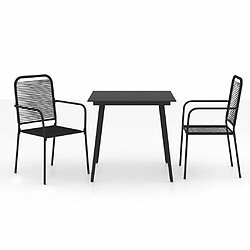 Maison Chic Mobilier à dîner 3 pcs de jardin - Ensemble table et chaises d'extérieur - Salon/Mobilier de jardin classique Corde en coton et acier Noir -MN28333