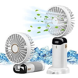 Avis Ventilateur Rechargeable USB Portable (blanc), 5 Vitesses, Mini Ventilateur Alimenté par Batterie Ventilateur de Bureau Pliable avec Affichage à LED pour les Voyages en Plein Air dans la Chambre à Coucher du Bureau à Domicile