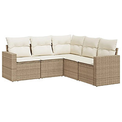 Maison Chic Salon de jardin avec coussins 5 pcs | Ensemble de Table et chaises | Mobilier d'Extérieur beige résine tressée -GKD68637