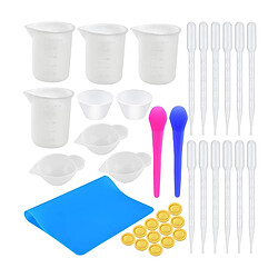 Kit D'outils De Bijoux De Moulage De Moule De Résine UV De Tasses à Mesurer De Mélange De Silicone 37 Pièces