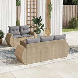 Maison Chic Salon de jardin avec coussins 6 pcs | Ensemble de Table et chaises | Mobilier d'Extérieur beige résine tressée -GKD15966