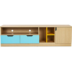 ICONIK INTERIOR Buffet Meuble de télévision de style scandinave bleu et jaune - Bois Multicolore