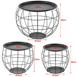 Helloshop26 Kit de 3 Tables gigognes neman paniers métal plusieurs tailles noir 03_0008535