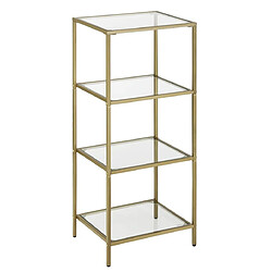 Helloshop26 Étagère de rangement pour salle de bain meuble de rangement en verre trempé à 4 niveaux robuste facile à assembler 95 cm pour salon chambre bureau doré 12_0002808 