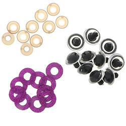 10pcs yeux de jouets de sécurité en plastique + non-tissés paillettes + rondelle 20mm violet pas cher