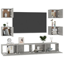 Avis Maison Chic Ensemble de meubles TV 6 pcs | Banc TV Moderne pour salon | Meuble de Rangement - Gris béton Aggloméré -MN28773