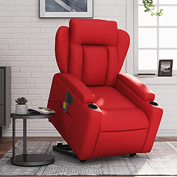 Maison Chic Fauteuil Relax pour salon, Fauteuil inclinable de massage électrique rouge similicuir -GKD31251