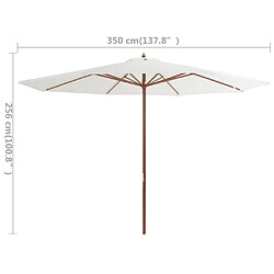 Acheter vidaXL Parasol d'extérieur avec mât en bois 350 cm Blanc sable