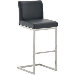 Decoshop26 Tabouret de bar x1 design moderne support en acier inoxydable assise en PVC noir 10_0005317