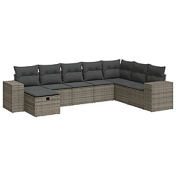 vidaXL Salon de jardin 8 pcs avec coussins gris résine tressée