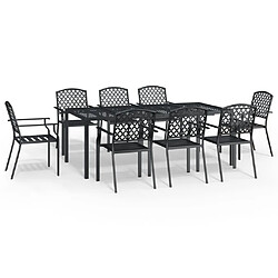 Maison Chic Ensemble de salle à manger de jardin 9 pcs,Table et chaises d'extérieur pour relax anthracite acier -GKD903815