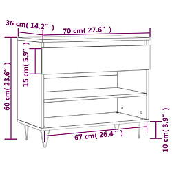 vidaXL Armoire à chaussures Sonoma gris 70x36x60 cm Bois d'ingénierie pas cher