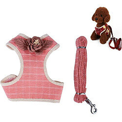 Wewoo Laisse pour chien 2 PCS Laisses Sangles Poitrine Petits Chiens Gilets Fournitures De ChienTaille S Rose