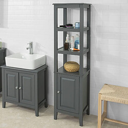 SoBuy FRG205-DG Meuble Colonne de Salle de Bain Armoire Toilette Haute